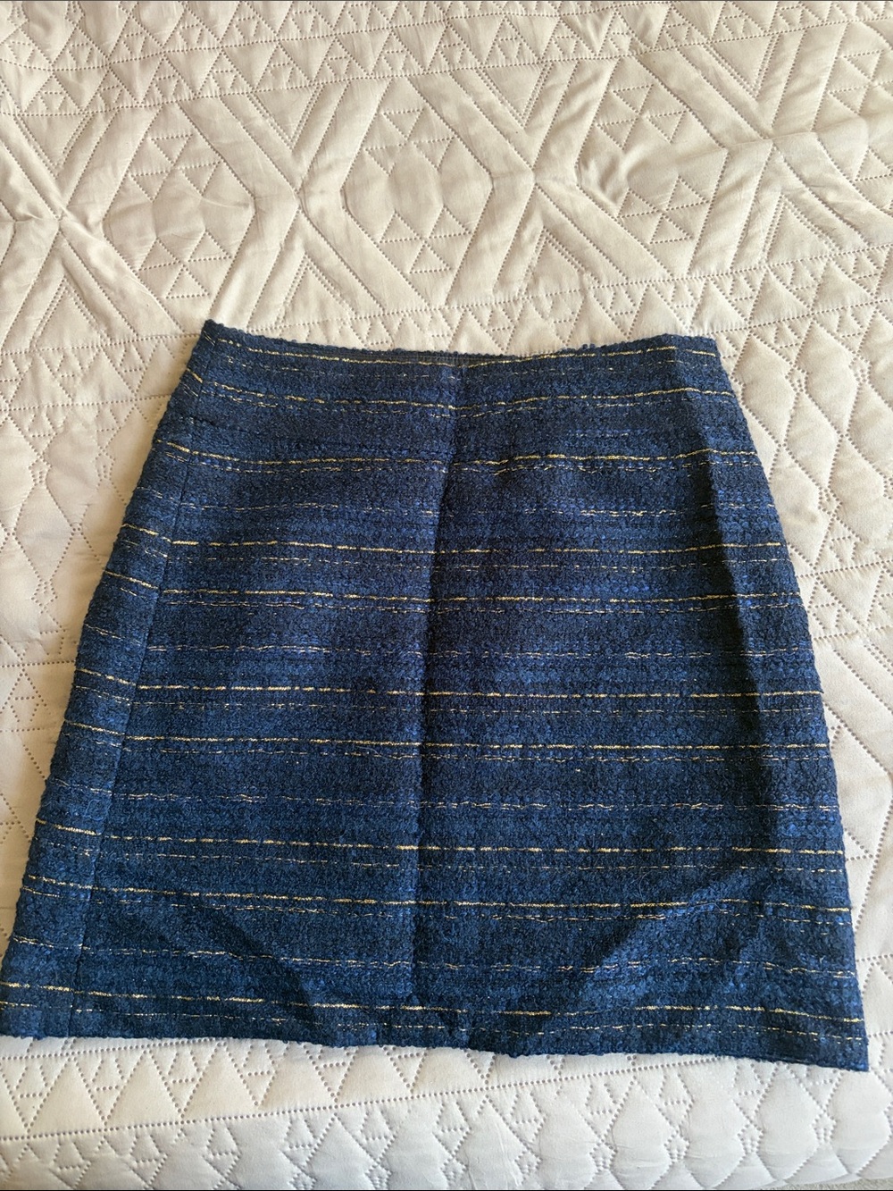 Loft Classic Navy Tweed Mini Skirt